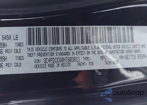 2017 Dodge Journey Gt z USA, uszkodzony, nr VIN 3C4PDCEG0HT683911